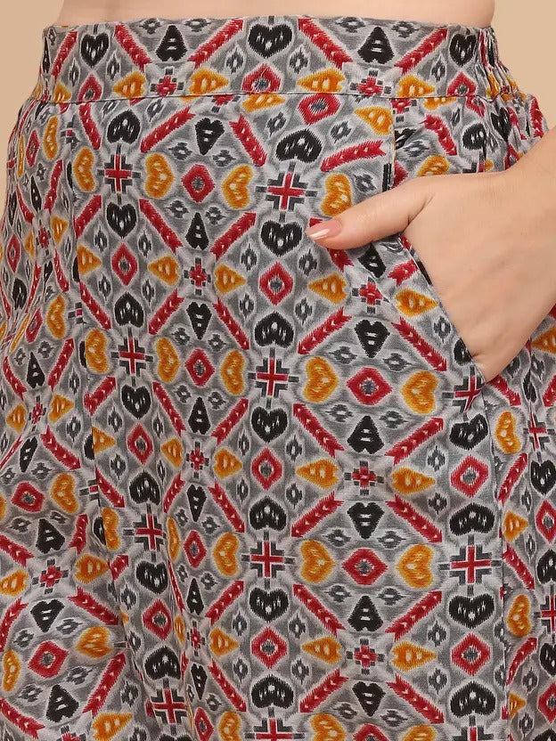 Ethnic Cotton Kaftan Co-ord Set Multicolor Geometric Print