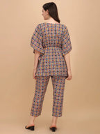 Ethnic Cotton Kaftan Co-ord Set Multicolor Geometric Print
