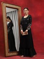 Floral Embroidered Sequinned Silk Kurta