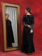 Floral Embroidered Sequinned Silk Kurta